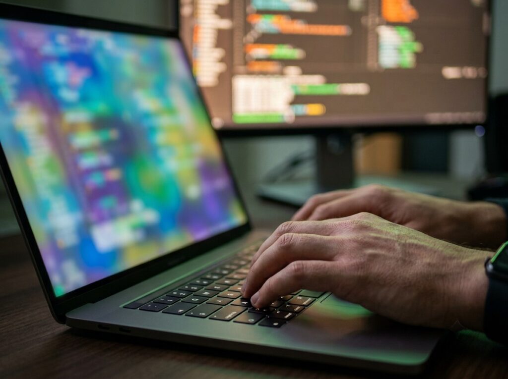 Developer writing code for a website and software project