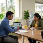 Vimansoft consultant meeting a business owner at her office to plan a project